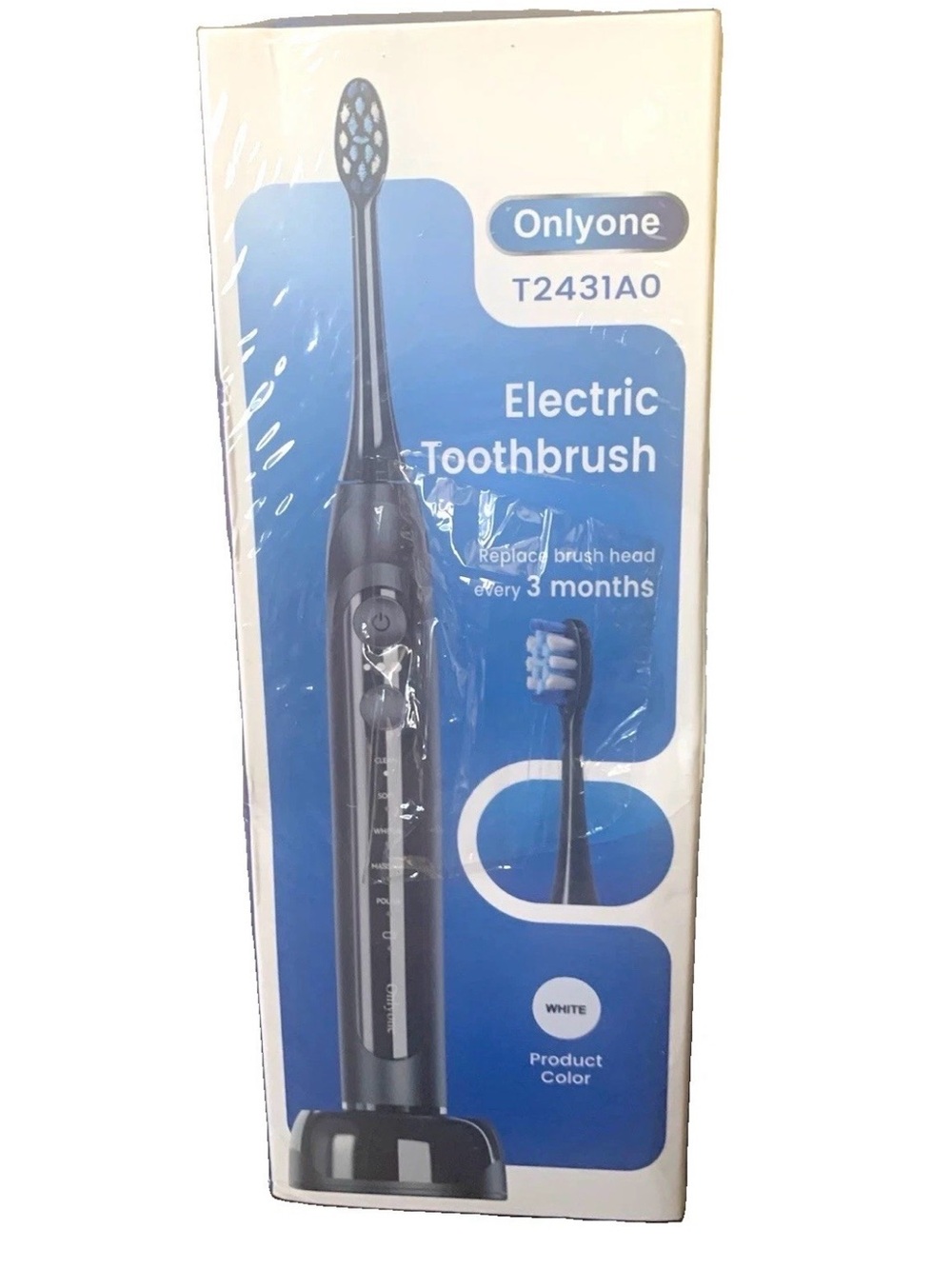 Onlyone T2431A0 Electric Toothbrush 8 Brush Heads 5 Modes Wireless Charging NEW